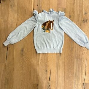 Janie and Jack Girls Horse Sweater